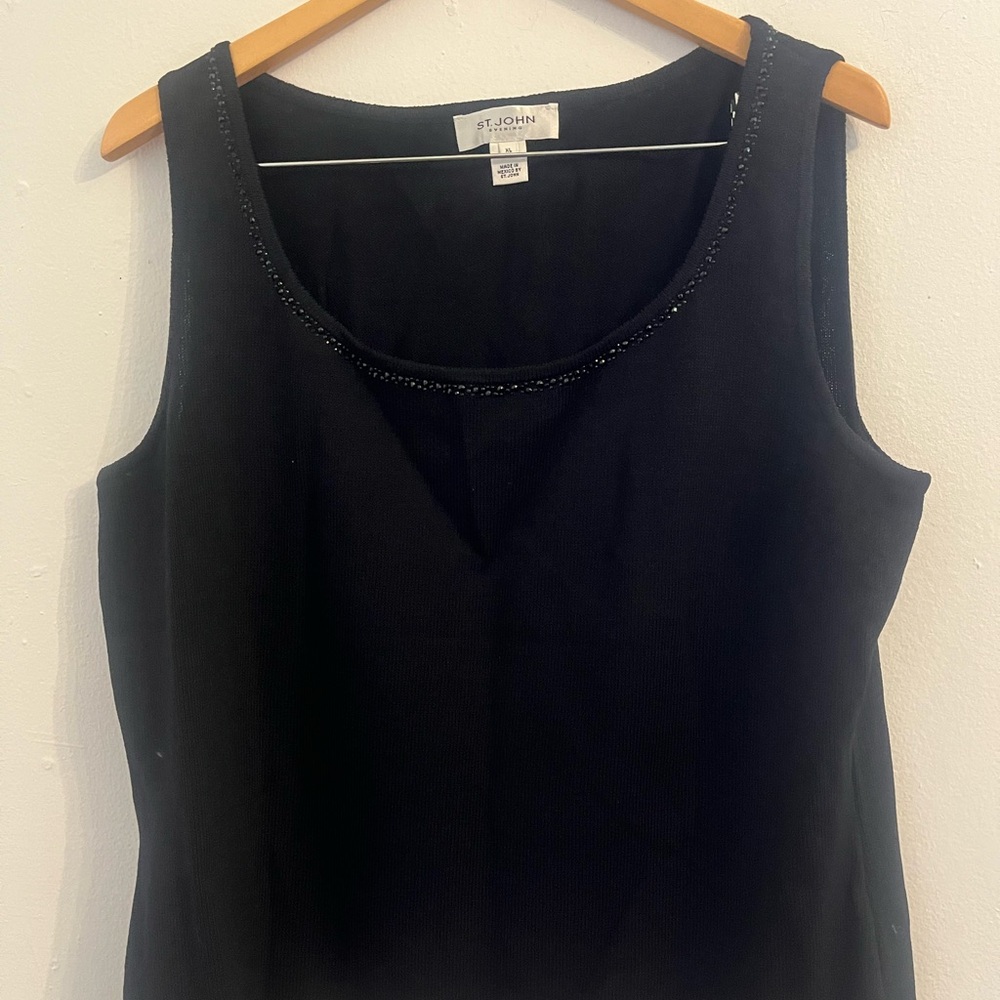 St. John Black Beaded Tank Top